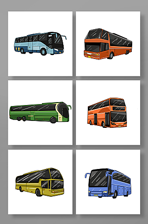 矢量个性巴士交通工具插画