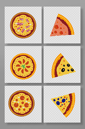可口美味披萨美食元素插画