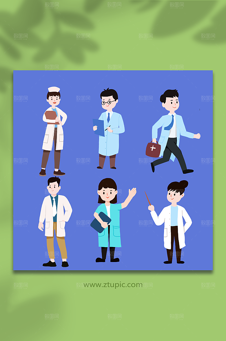 矢量医生医护人物元素插画