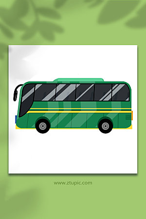 矢量绿色大巴士元素插画