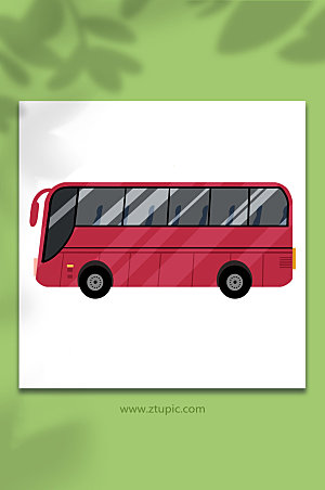 创意红色大巴士元素插画
