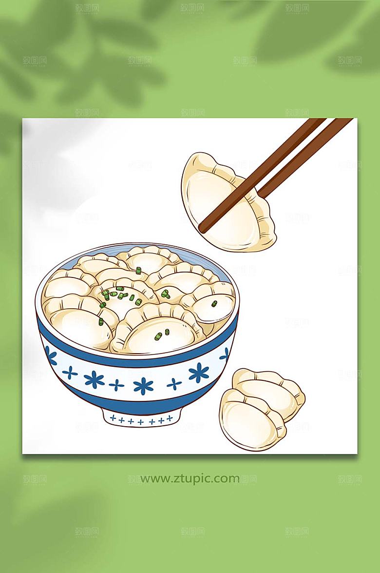 矢量冬至美食饺子元素插画