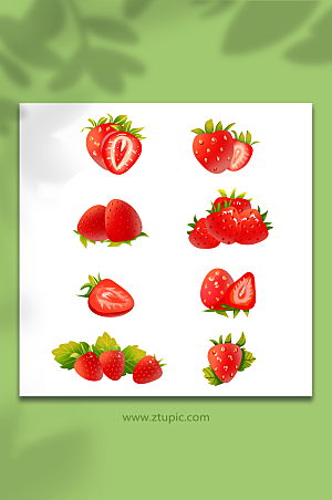 矢量可口草莓水果元素插画