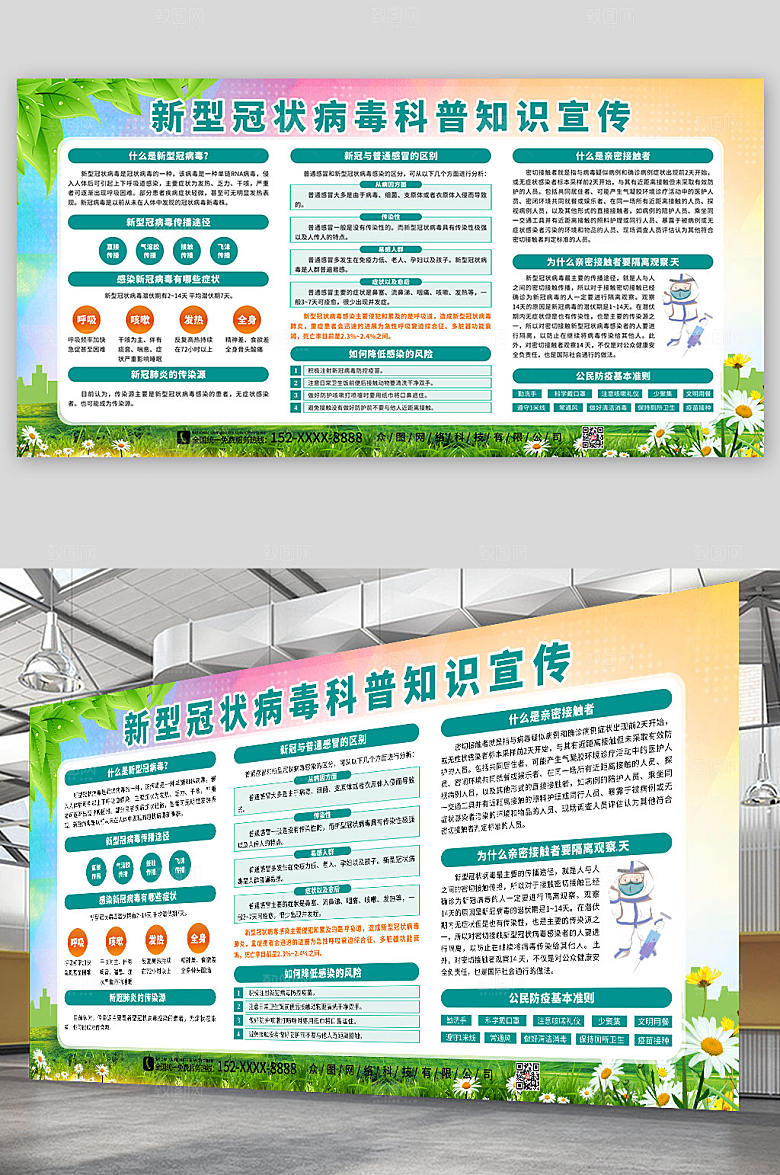 创意防控防疫科普知识宣传展板