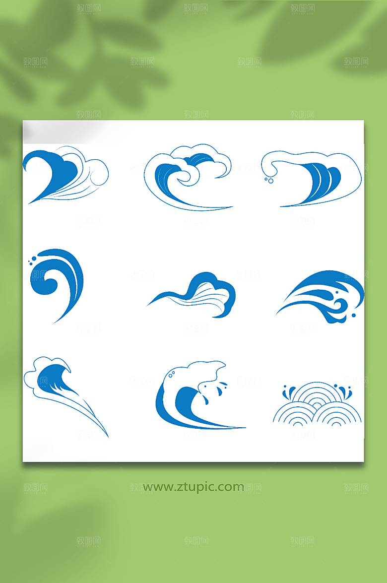 简约矢量浪花波浪插画元素