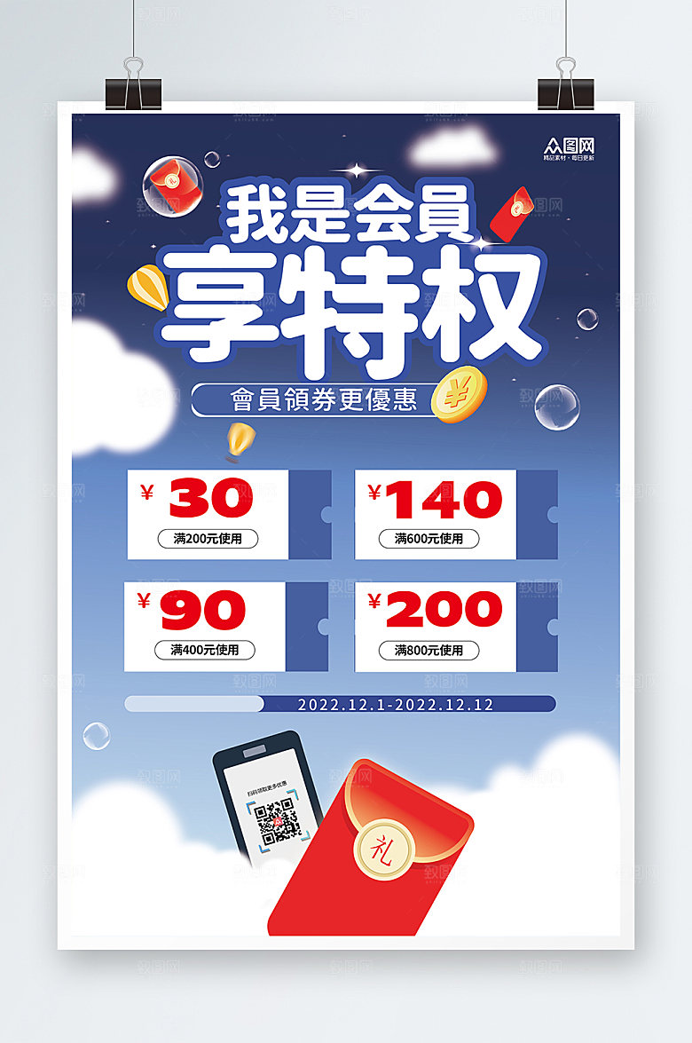 潮流会员特权福利活动海报