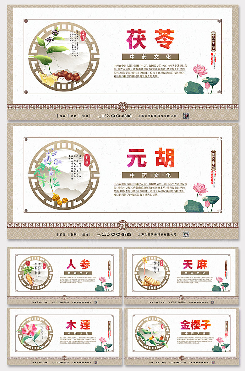 简约中医中药养生文化宣传展板