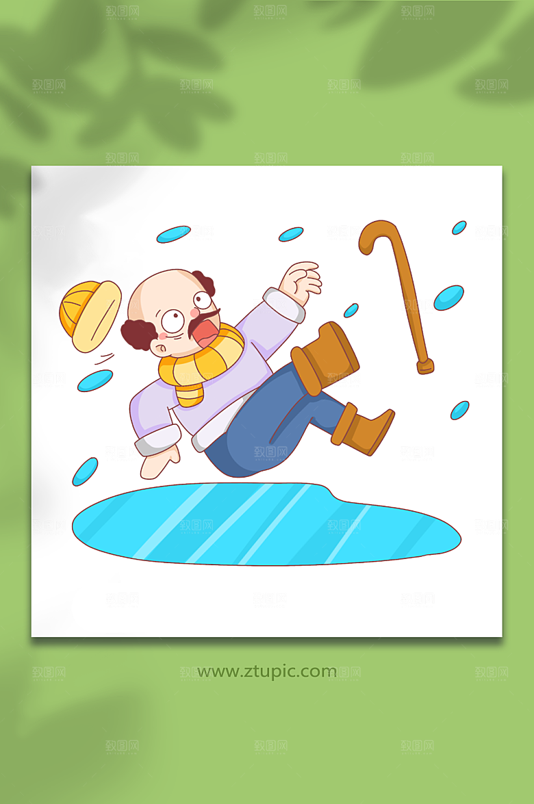 个性雪冰自然灾害元素插画