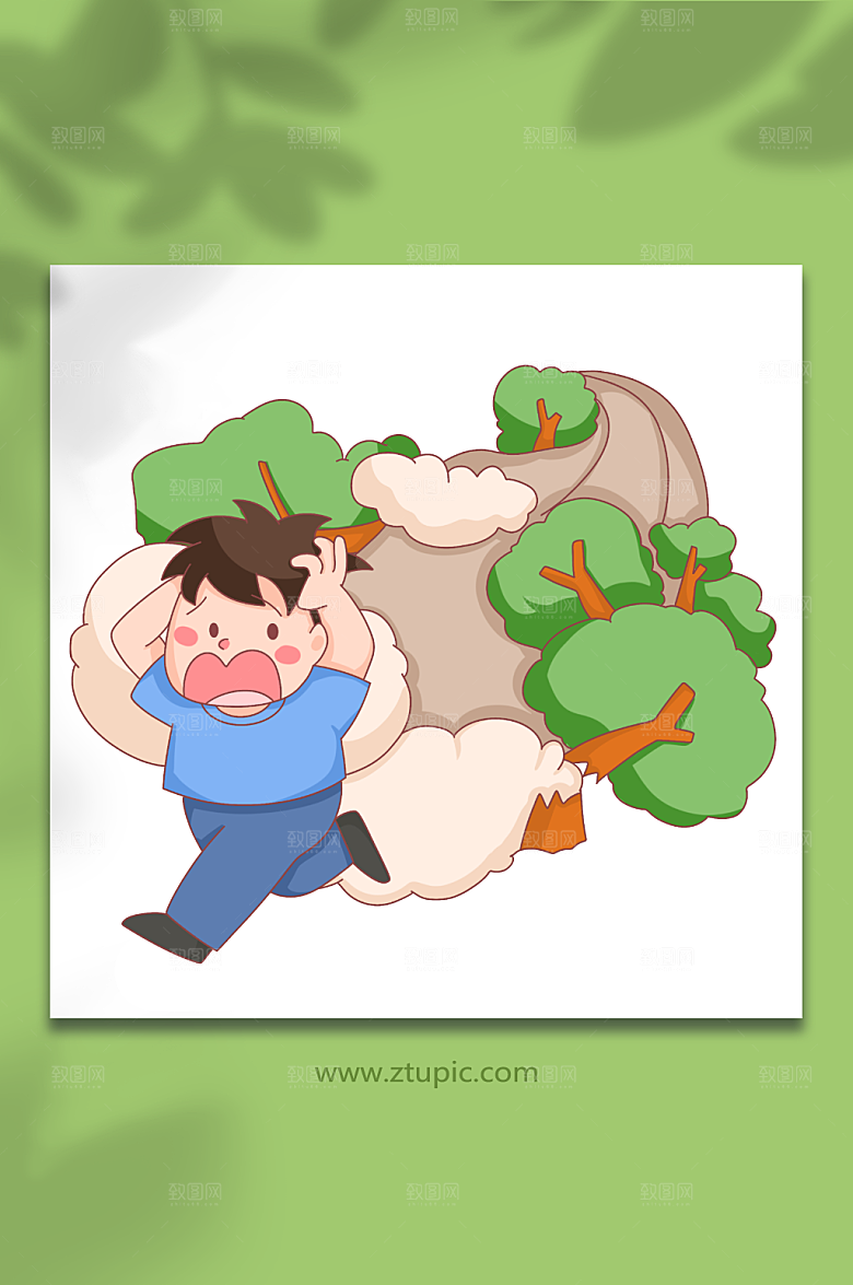 创意泥石流自然灾害元素插画