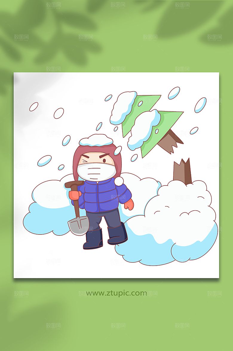 矢量雪灾自然灾害元素插画