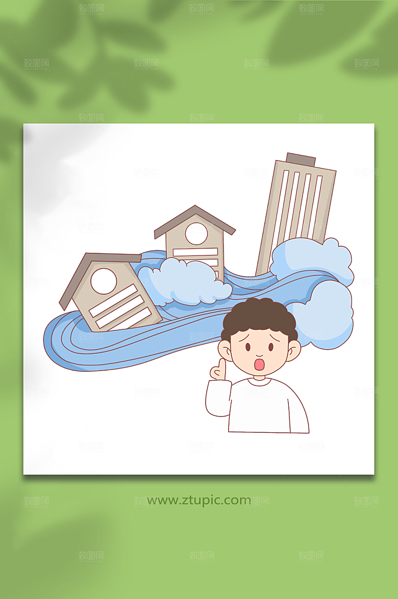 简约洪水自然灾害元素插画