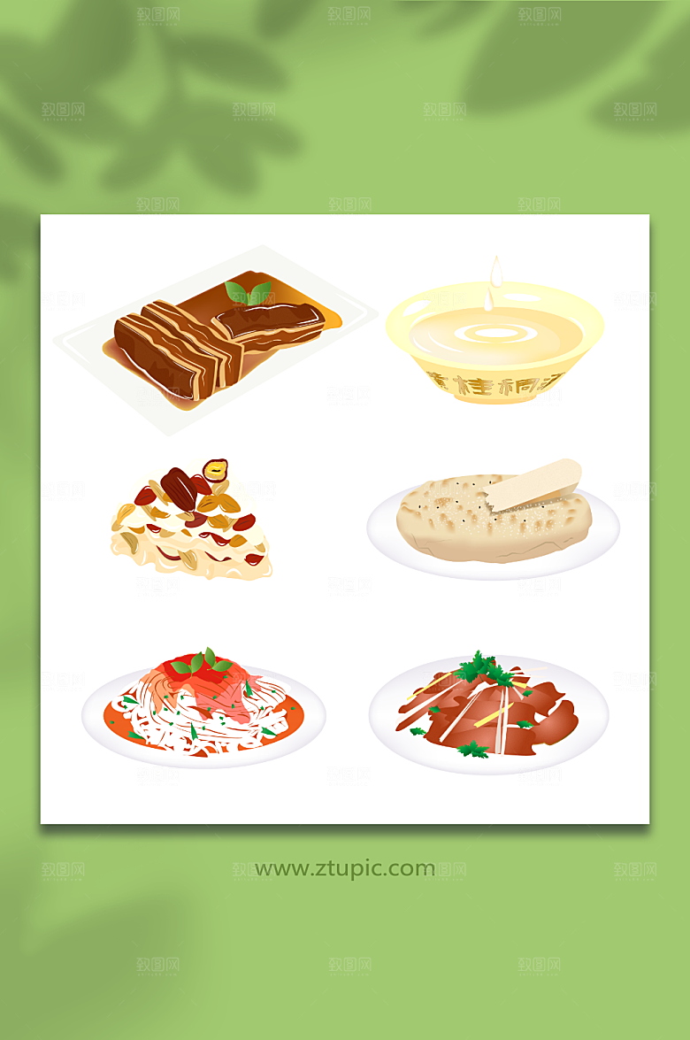 矢量陕西西安特色美食食物插画