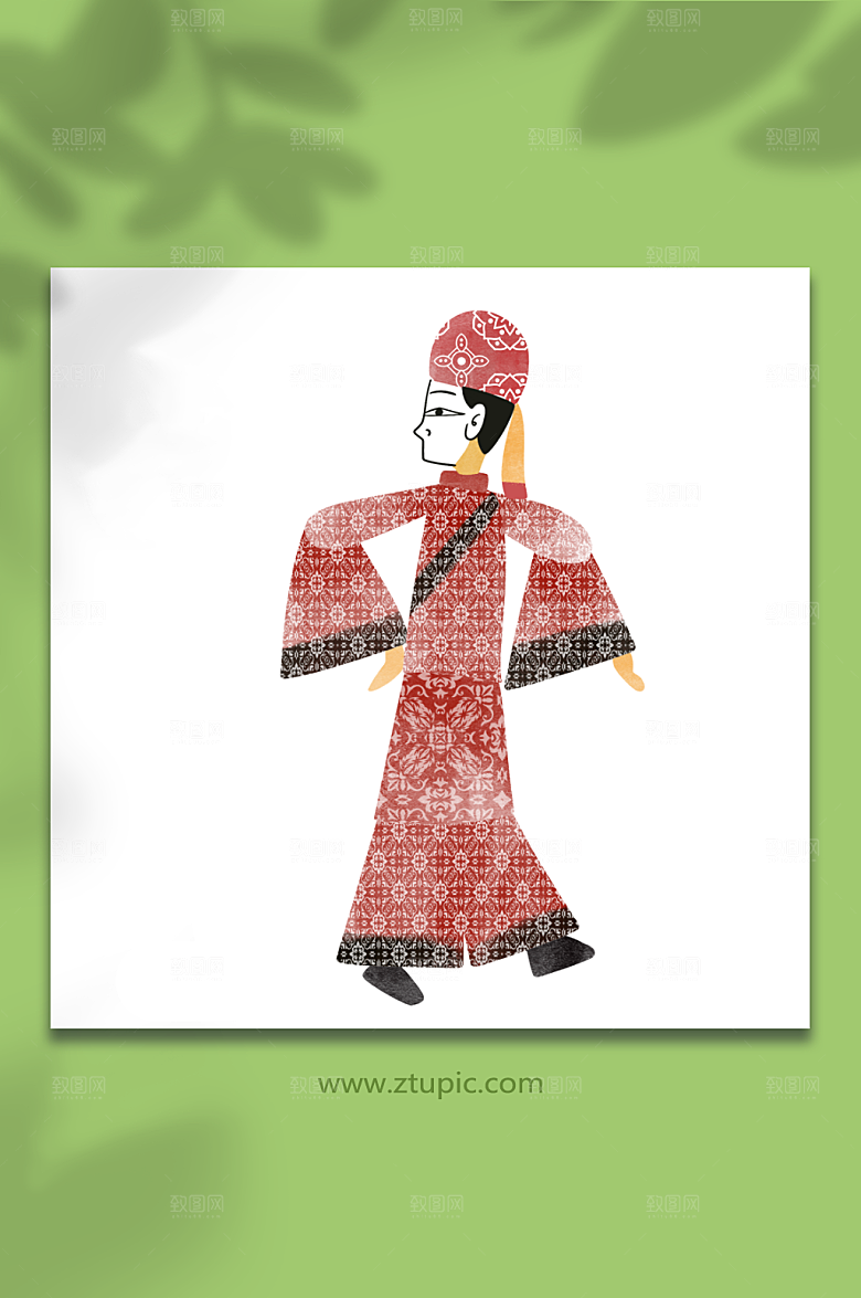 读书人传统中式皮影戏人物元素插画