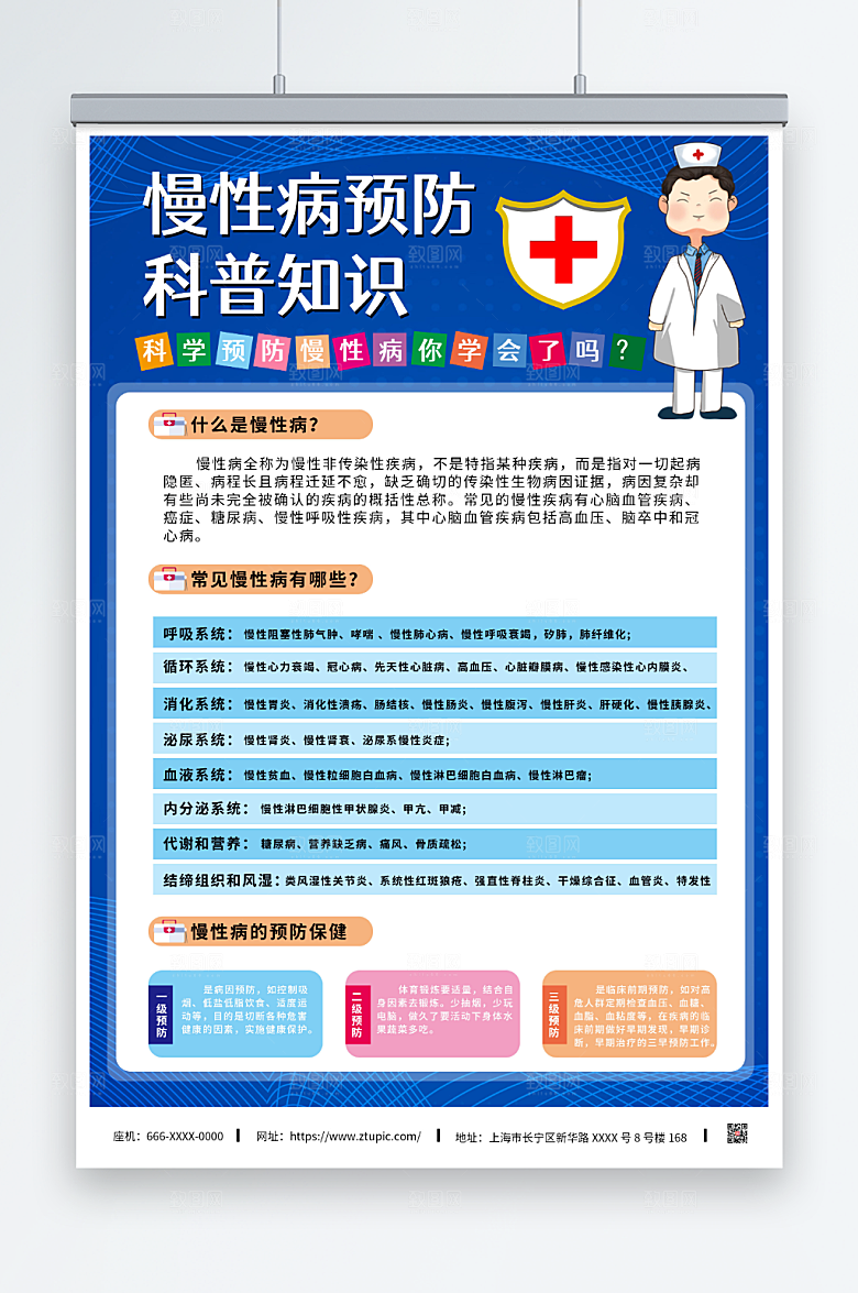 蓝色医疗慢性病预防科普海报