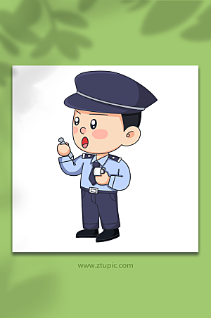 卡通记录警察人物插画