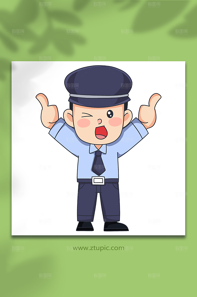 卡通棒棒哒卡通警察人物插画