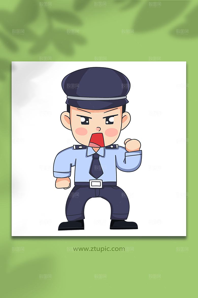 卡通加油卡通警察人物插画