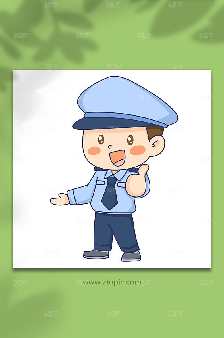 手绘卡通点赞可爱警察人物元素插画