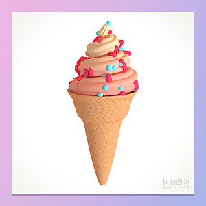 C4D彩色夏日凉爽冰淇淋
