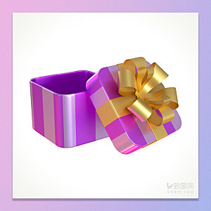 C4D紫色条纹节日礼物盒