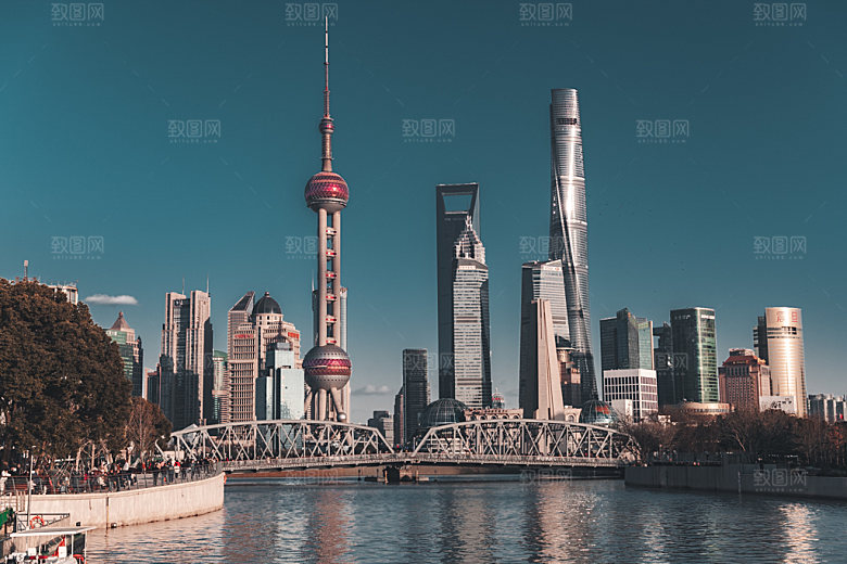 上海浦东陆家嘴风光摄影图