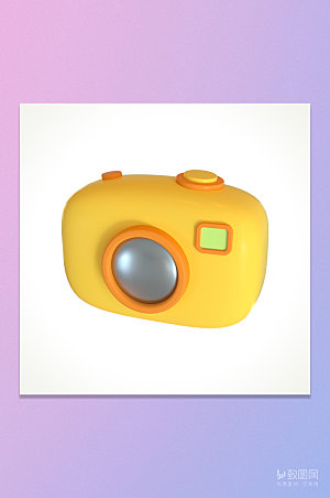 C4D橘黄色立体卡通相机