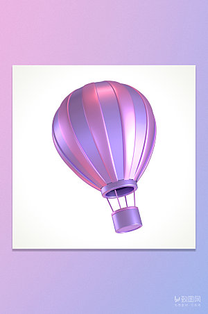 C4D紫色渐变热气球
