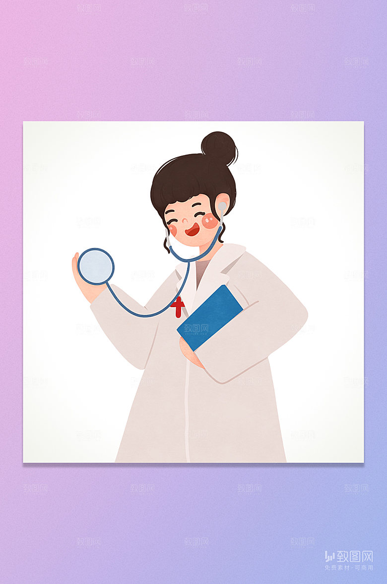 卡通白衣天使医生插画元素