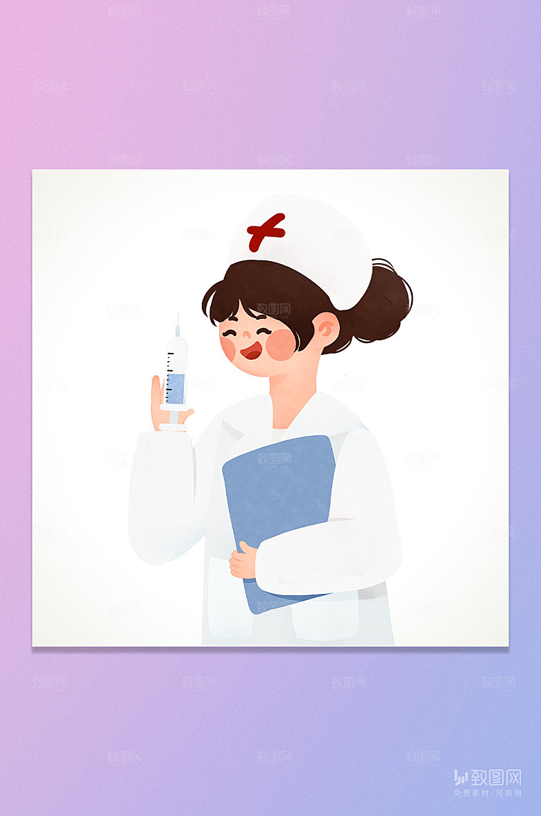 卡通打针护士插画元素