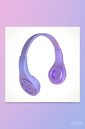 C4D蓝紫色渐变耳机