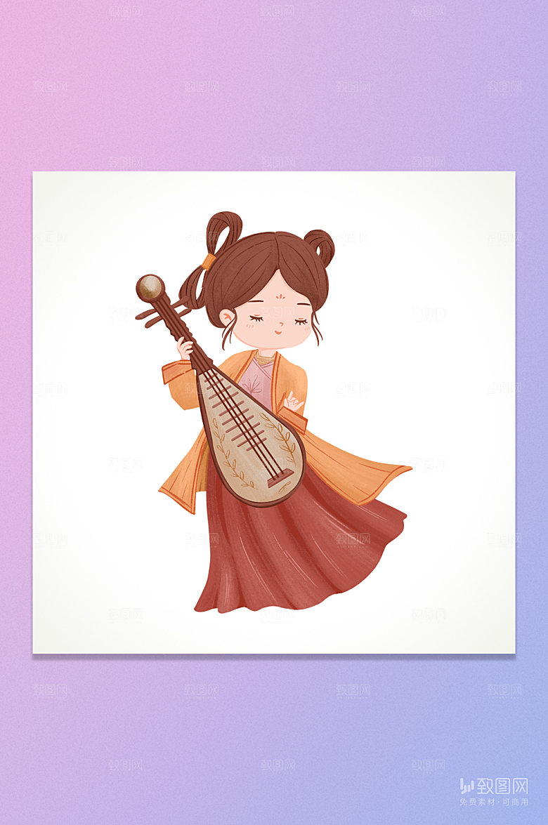 卡通手绘古代女子元素