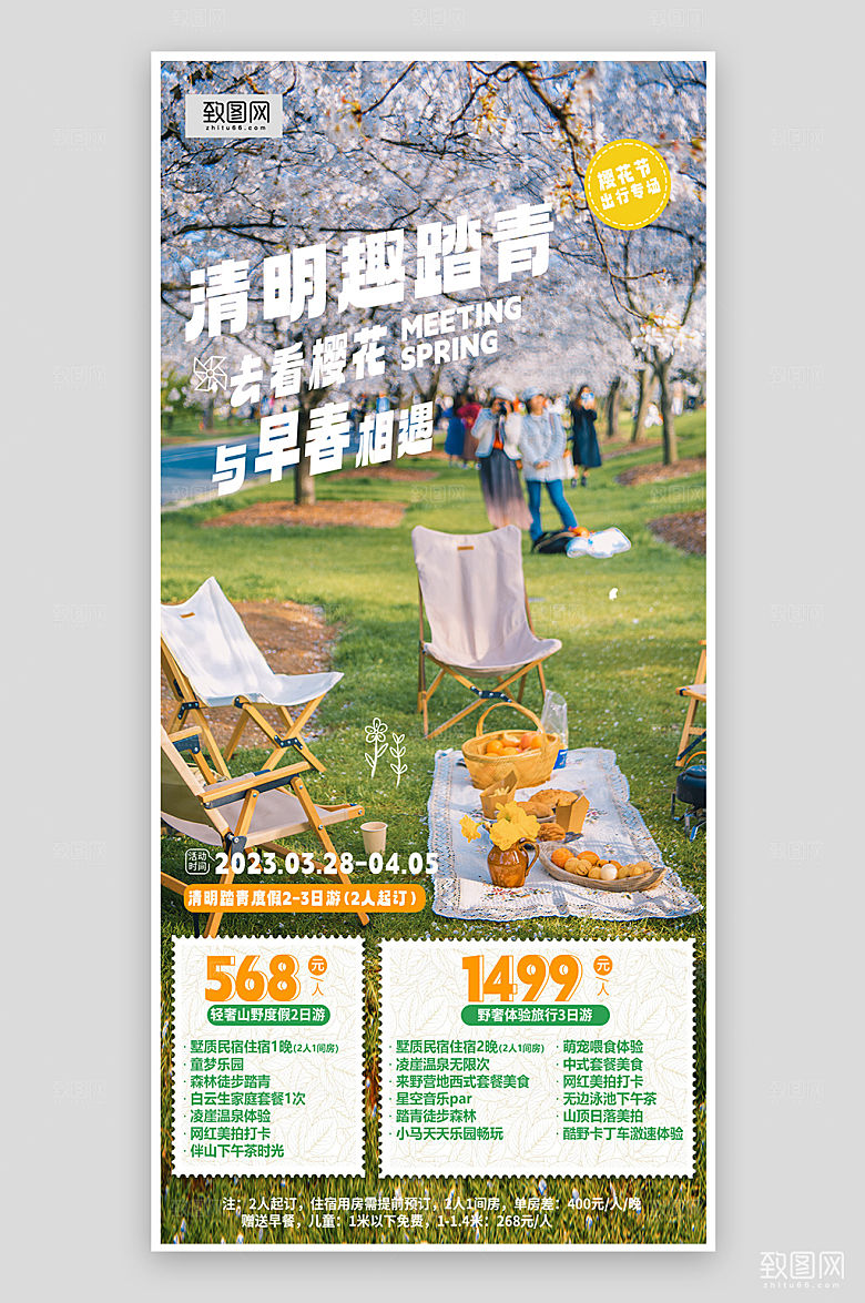 清明踏青春游摄影图手机海报
