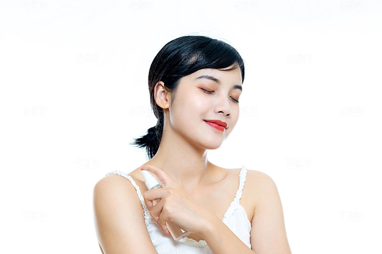 甜美年轻女性美肤美白保养皮肤妆容化妆面部