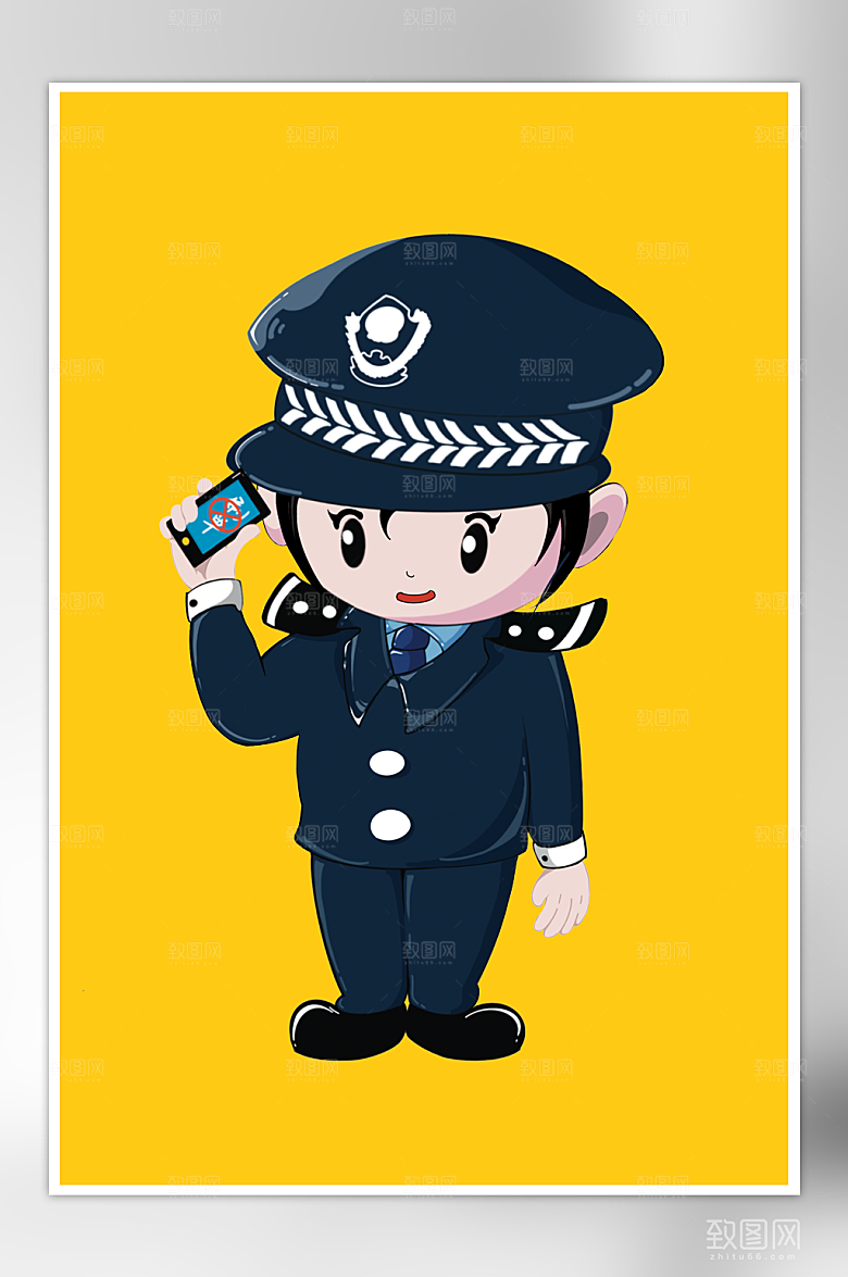 反诈宣传警察创意手绘插画