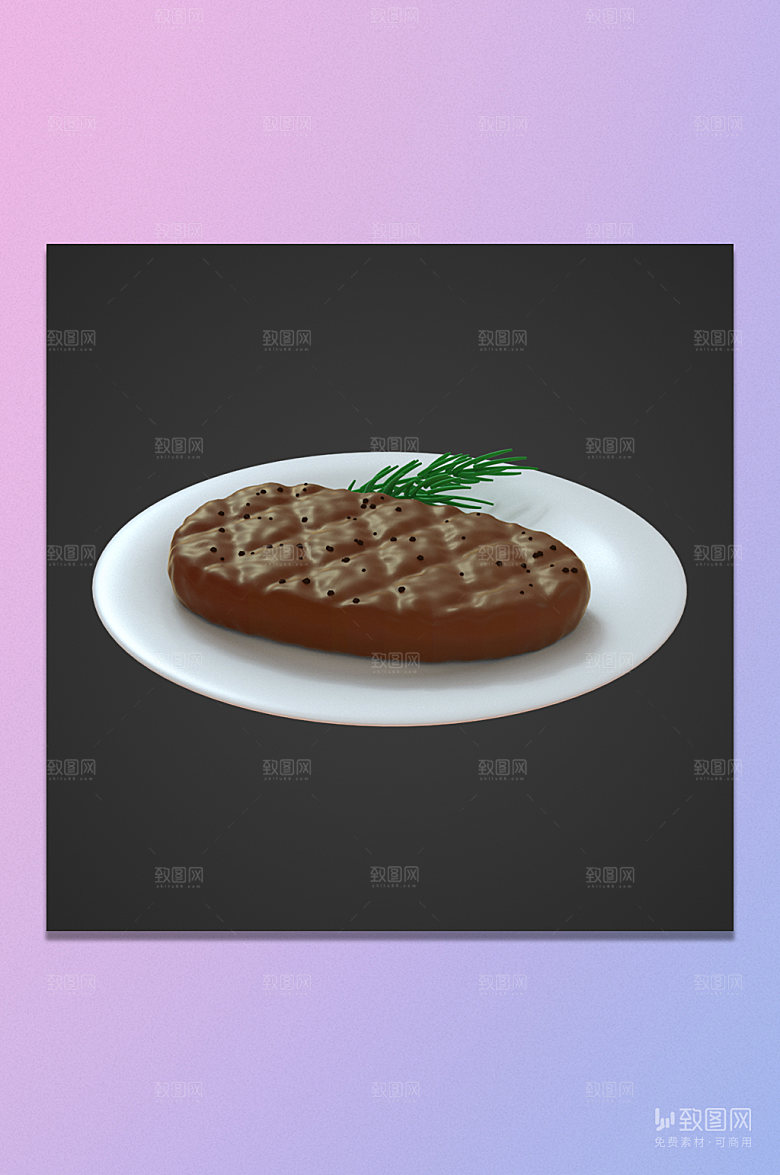 C4D/3d牛排西餐美食
