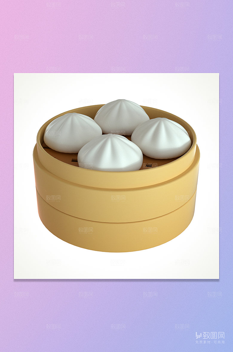 C4D/3D包子小笼包美食食物
