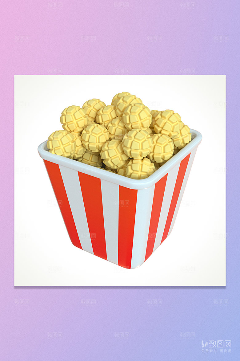 C4D/3d零食爆米花美食