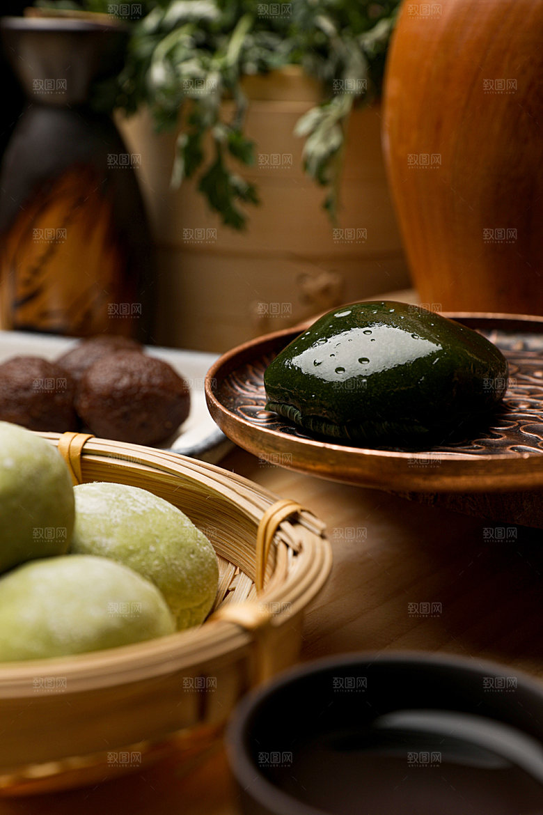 清明青团美食摄影图