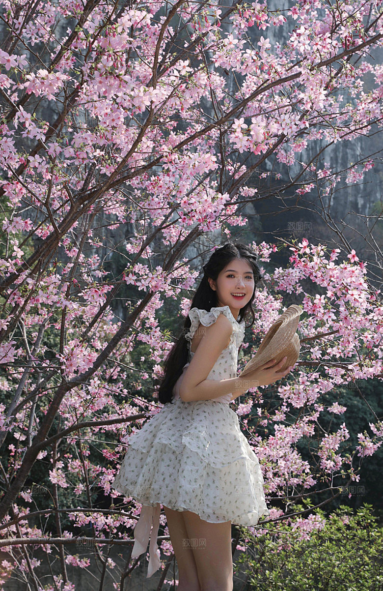 樱花少女花季人像摄影图