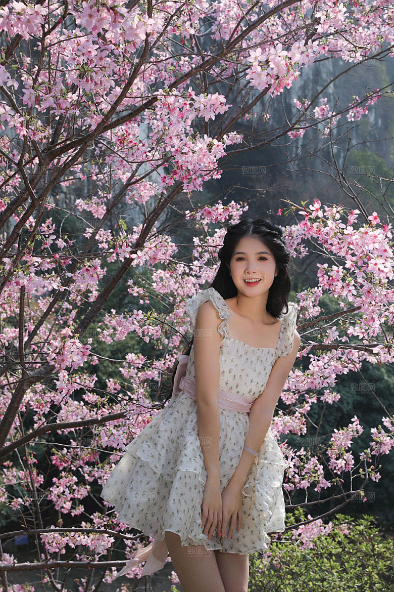 樱花春季少女人像摄影图