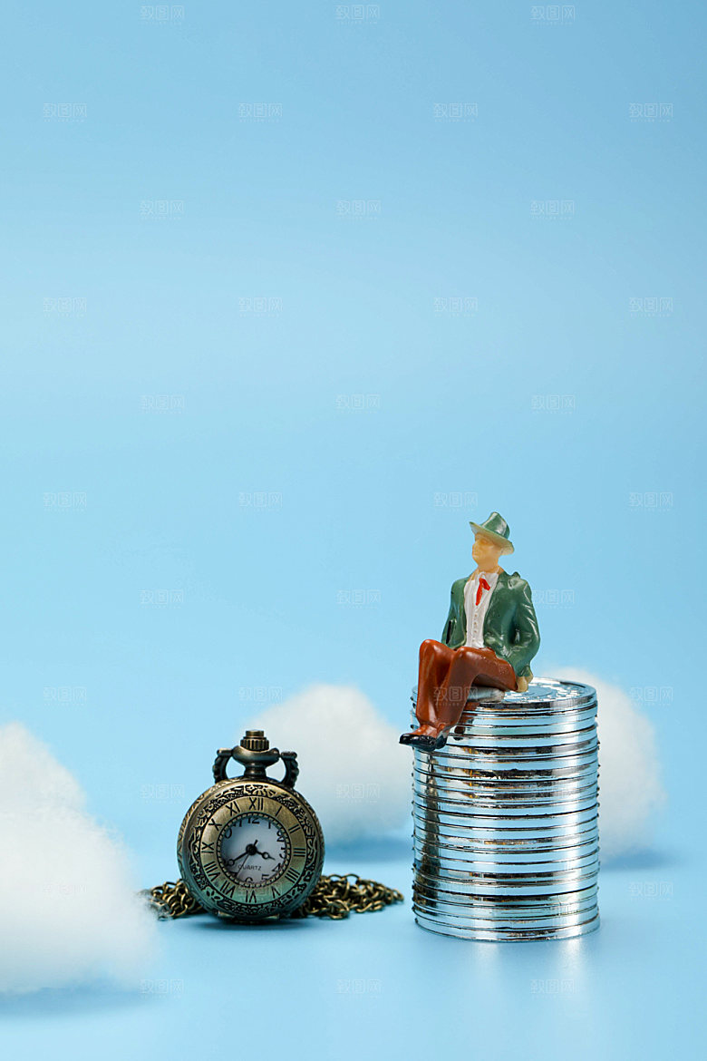 时间与金钱小人创意摄影图