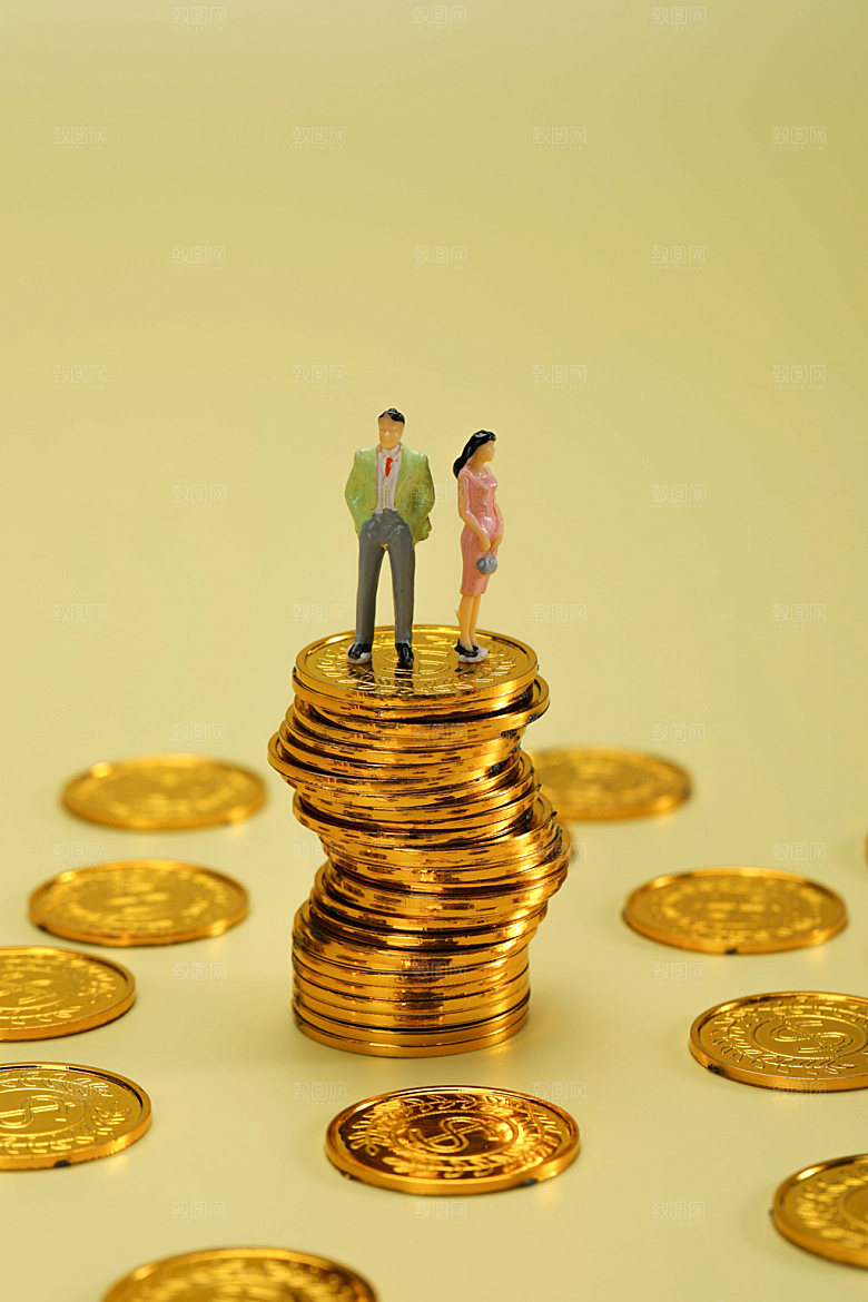 金融金币小人创意摄影图