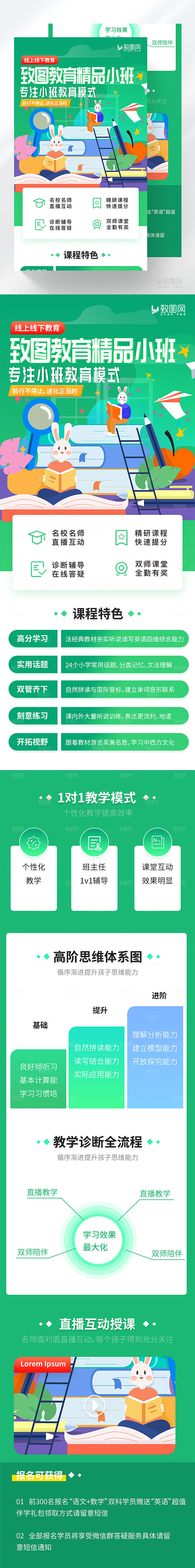 精品小班教育培训长图