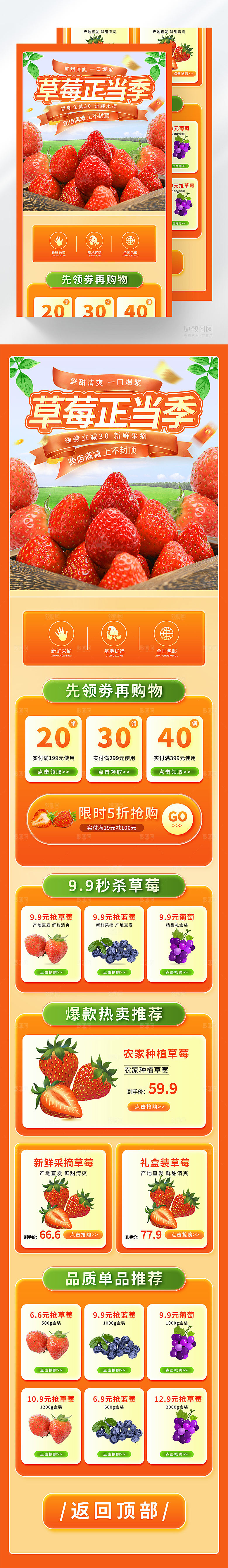 生鲜草莓促销长图