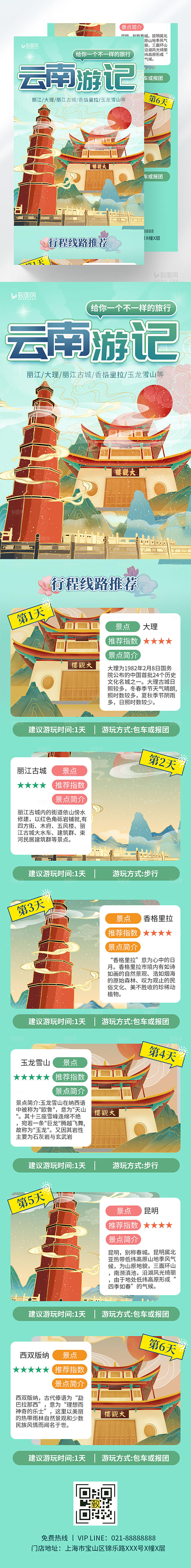 云南旅游攻略H5长图