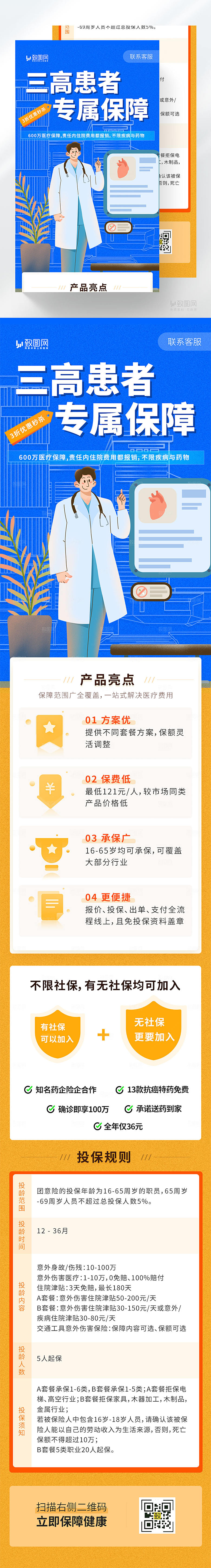 医疗保险H5长图