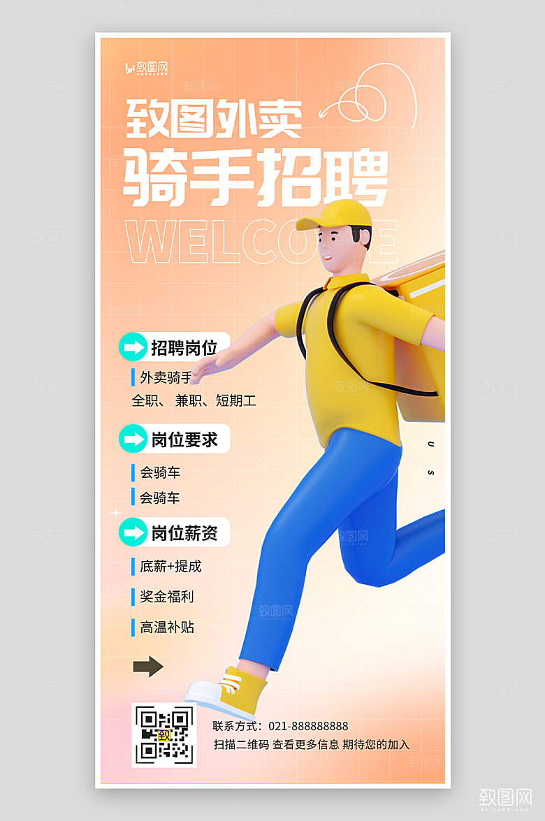 外卖骑手招聘海报