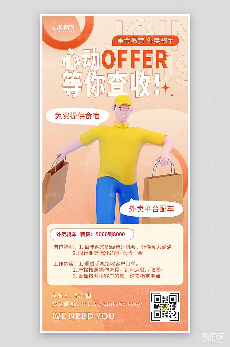 外卖骑手招聘海报