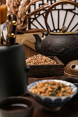 玄米茶茶具组合摄影图