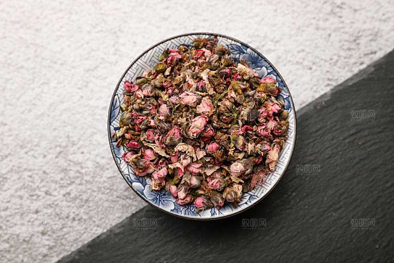 玫瑰花茶干花摄影图